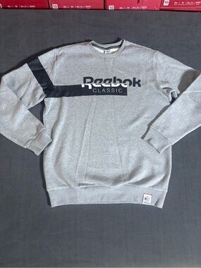 Reebok Classic Gray Crewneck Sweatshirt with Black Logo